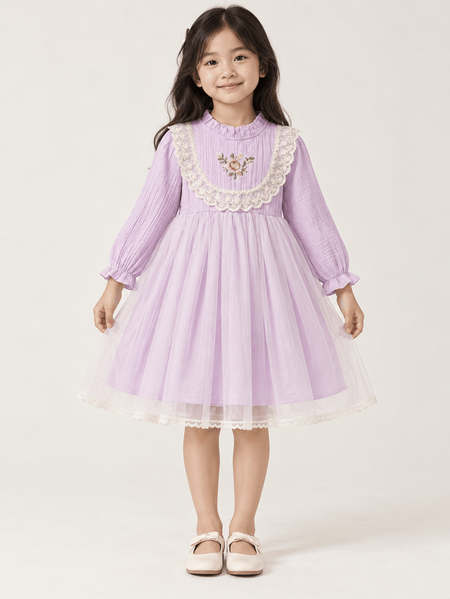 Dress Girl Sweet Purple Flower โ tampilan lain