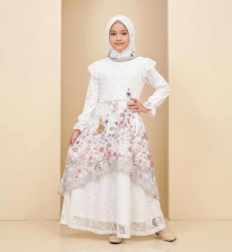 Gamis Anak Clean Look Blossom โ tampilan lain