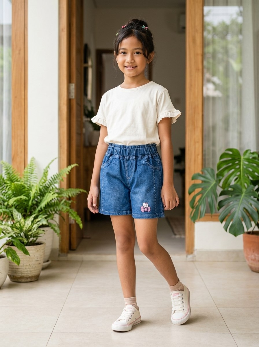 GIRLS PANTS BLUE WHIMSY HOTPANTS JEANS - Foto 2