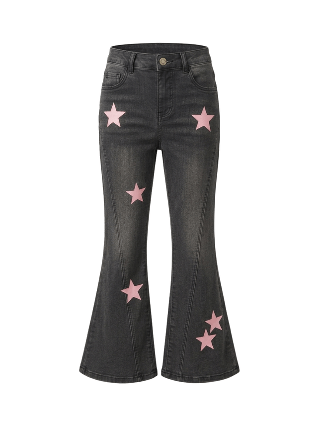 Pants Girl Denim Star Pink Dark