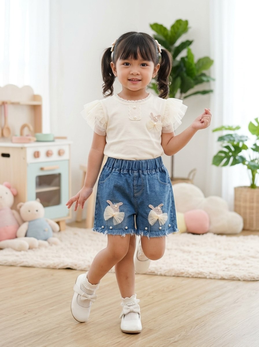 PANTS GIRLS ETOILLE DENIM HOTPANTS JEANS - Foto 2