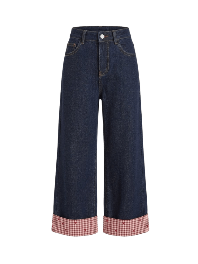 Pants Girl Versatile Cuffed Denim