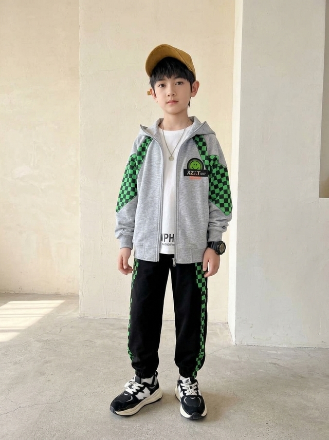 Set Boys Fuller Plaid Garren Suit โ tampilan lain