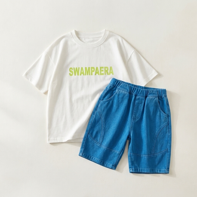 Set Boys Doll Text Print Casual โ tampilan lain