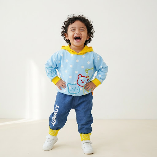 Set Boys Hoodie Cute Expression Bear โ tampilan lain