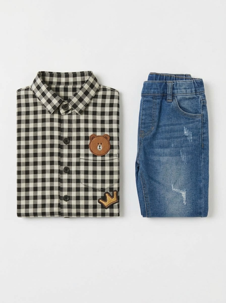 Set Boys King Bear Head Tartan - Foto 8