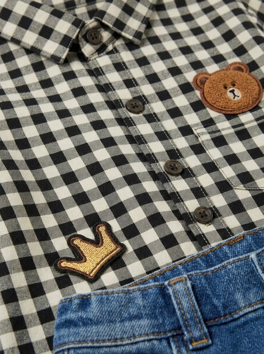 Set Boys King Bear Head Tartan
