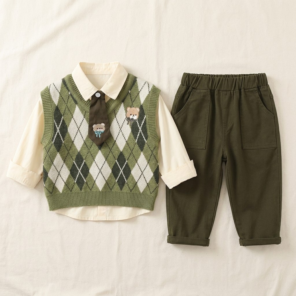 SET BOYS OLIVE BEAR - Foto 2