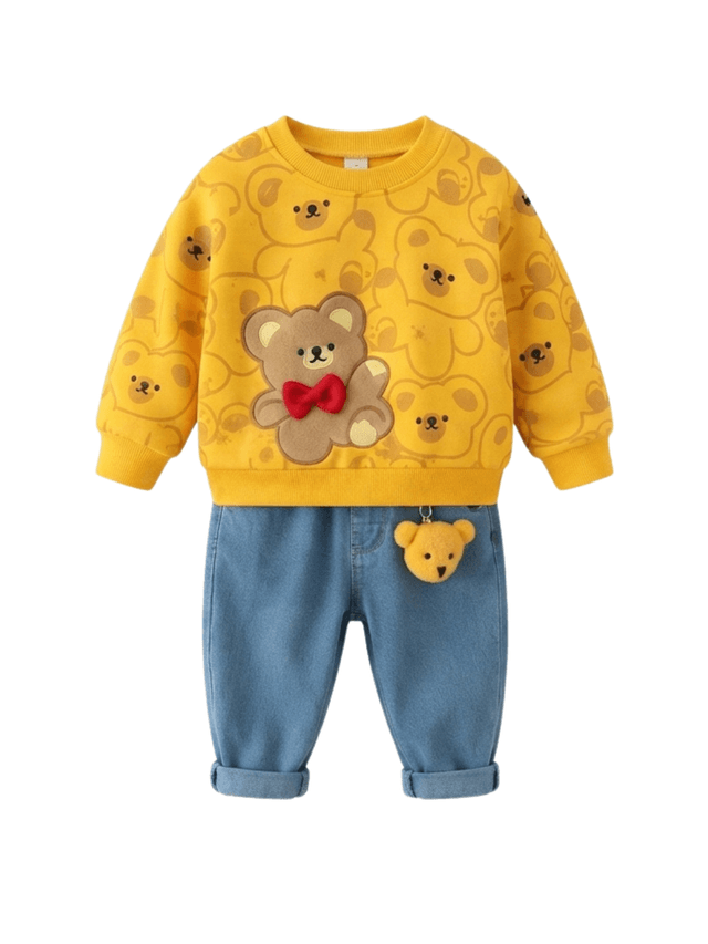 Set Boys Warmth Cartoon Bear Fashion