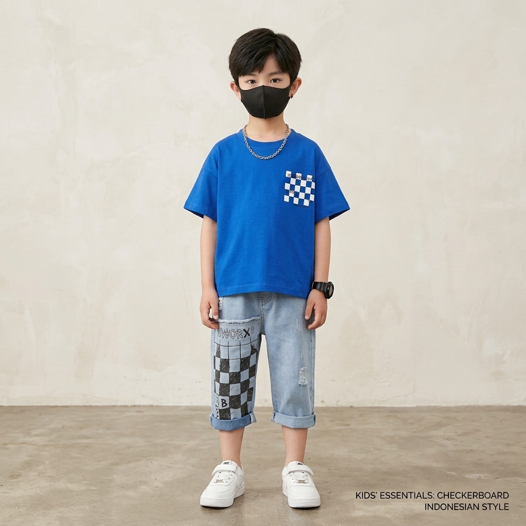 Setelan Pocket Tartan Chest Boys