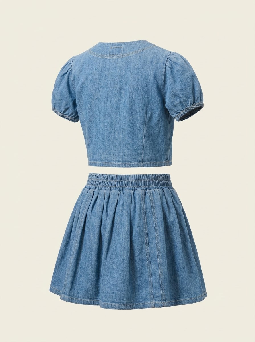 Setelan Rok Denim Tie Trend