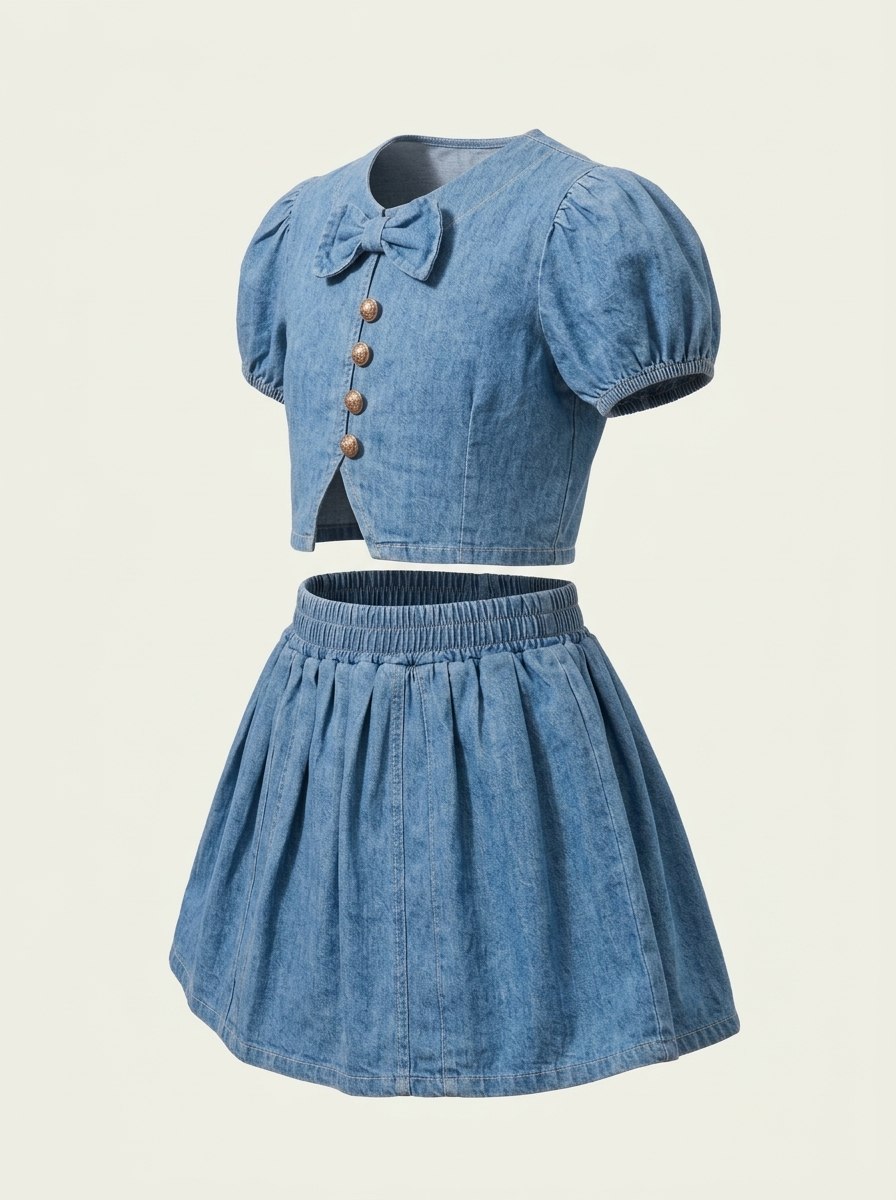 Setelan Rok Denim Tie Trend
