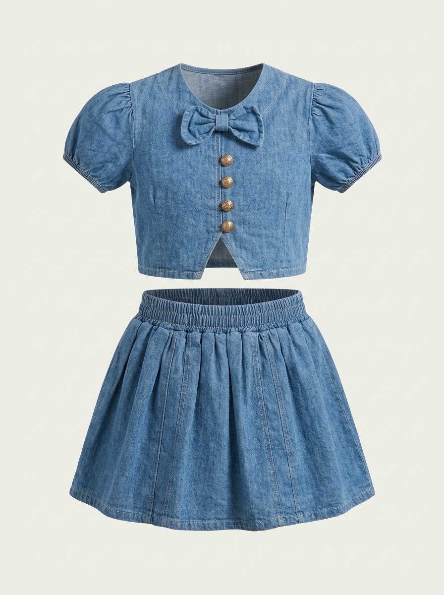 Setelan Rok Denim Tie Trend
