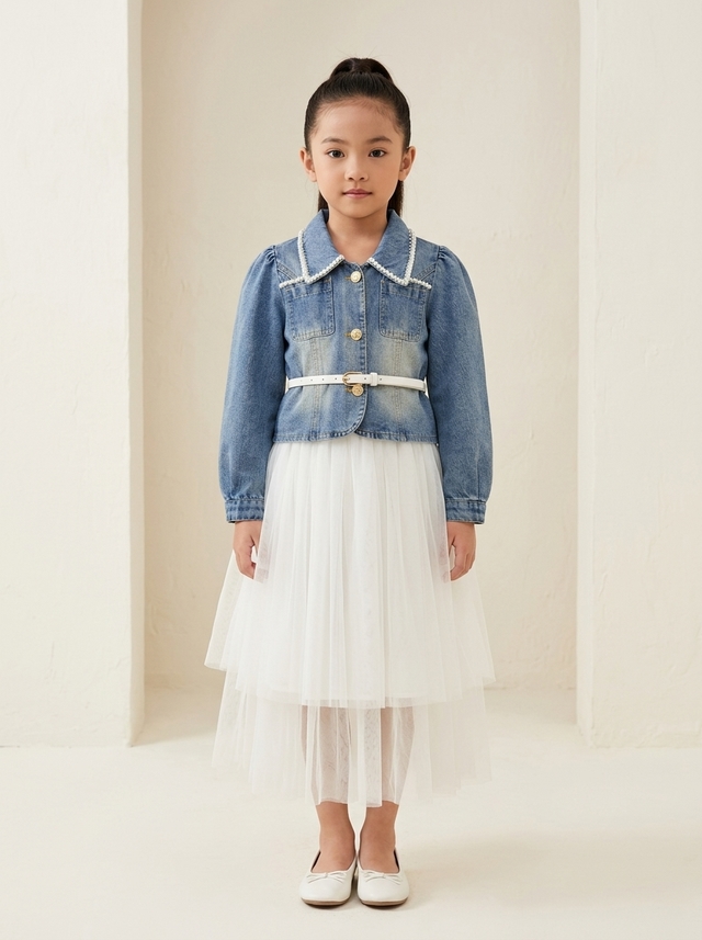 Set Girl Denim Jacket Belt โ tampilan lain