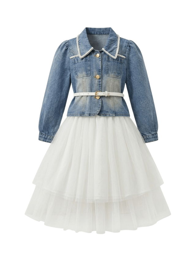 Set Girl Denim Jacket Belt