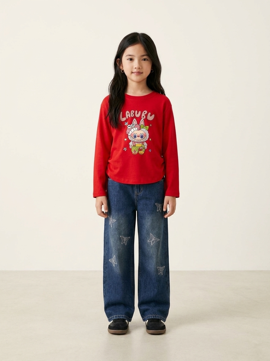 Set Girl Denim Star Butterfly