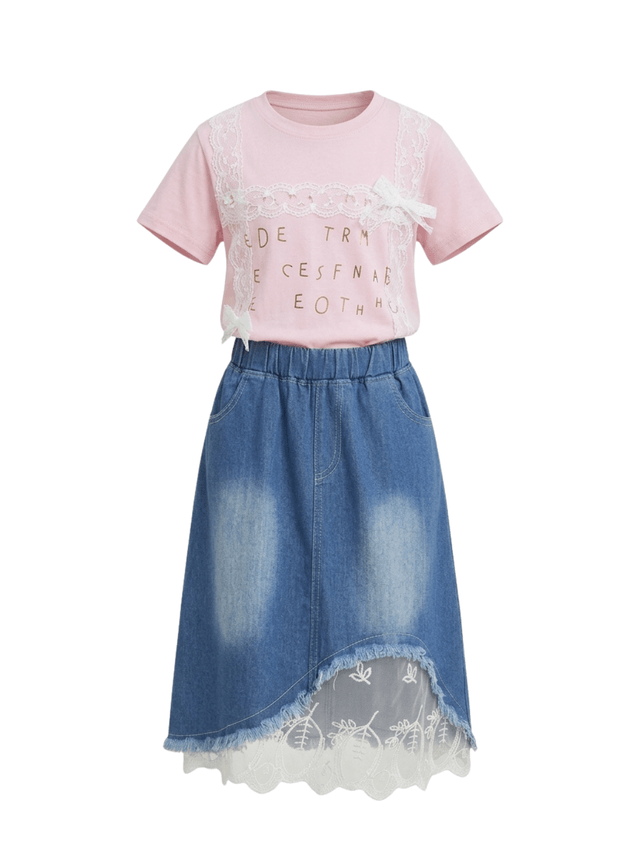Set Girl Long Skirt Lace