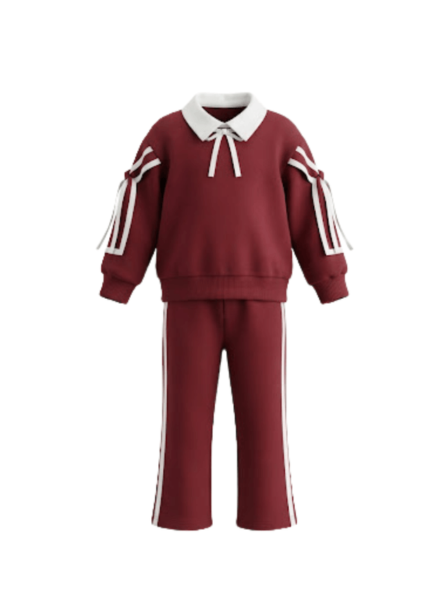 Set Girl Maroon Ribbon Corve