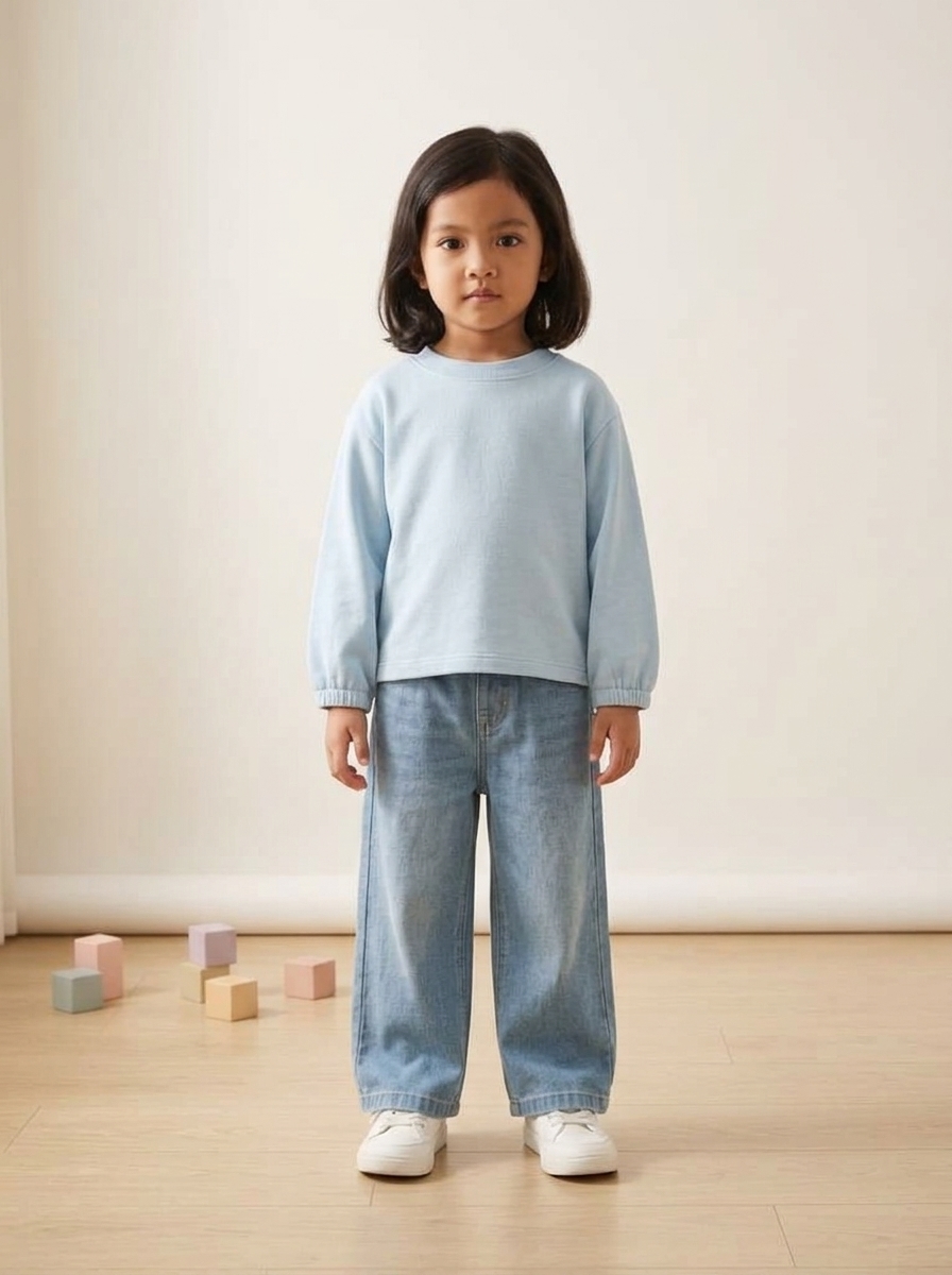 Set Girl Plaid Longsleeve Denim - Foto 1
