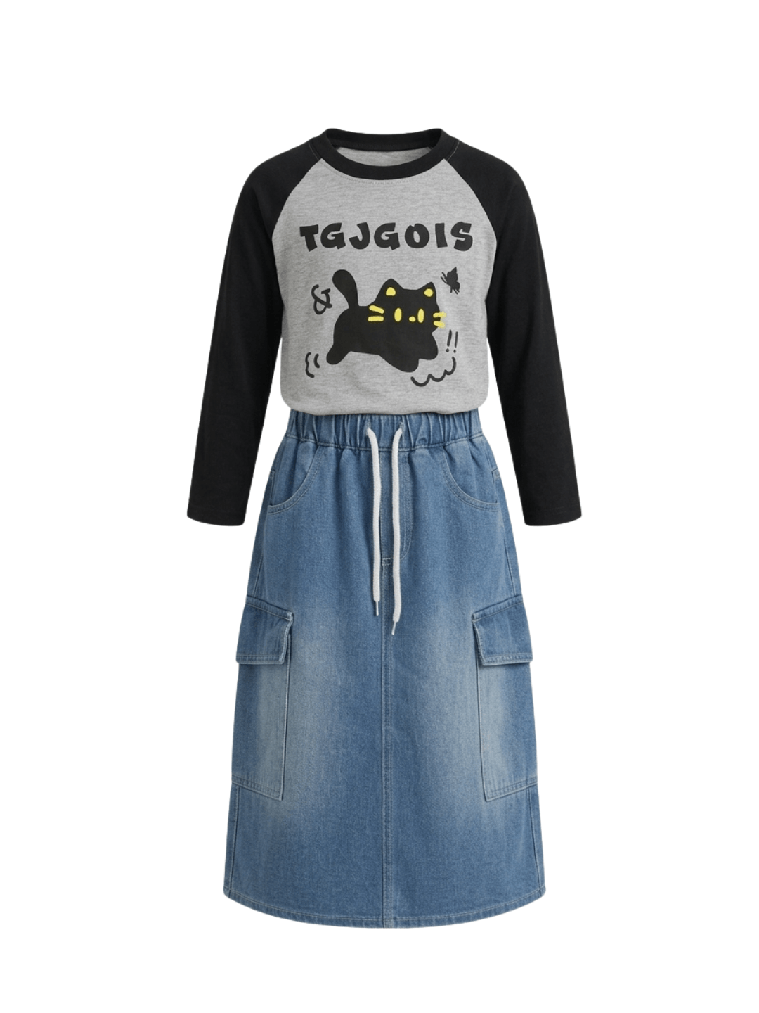 Set Girls Cats Nice Skirt