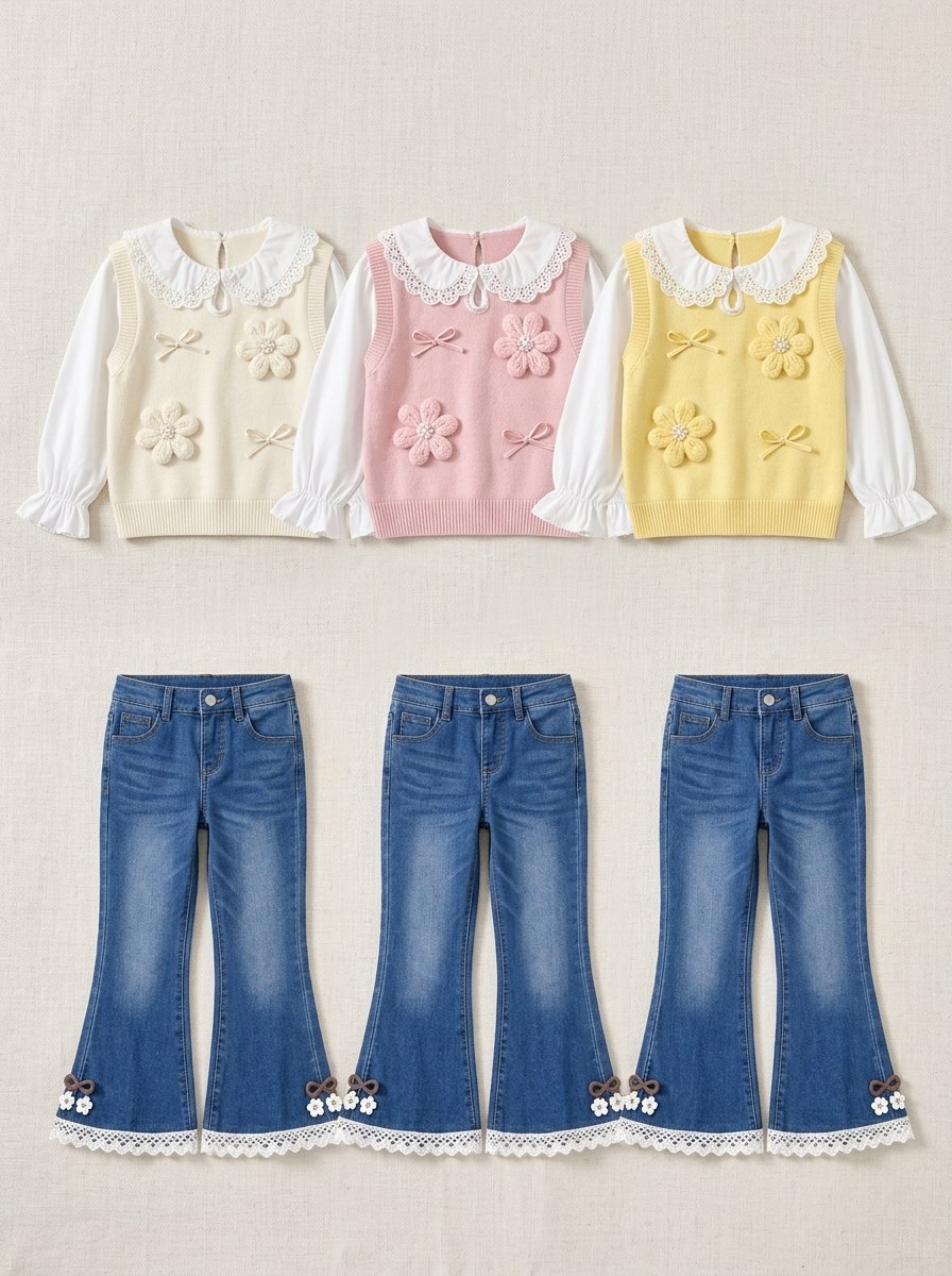 SET GIRLS FLOWER KNIT - Foto 2
