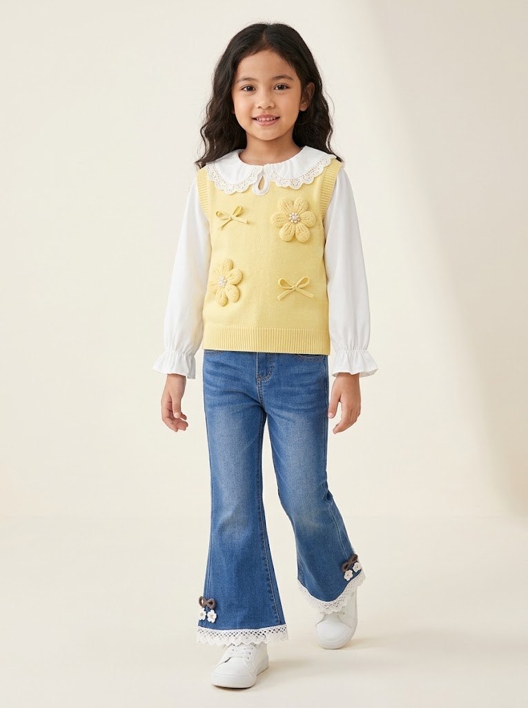 SET GIRLS FLOWER KNIT