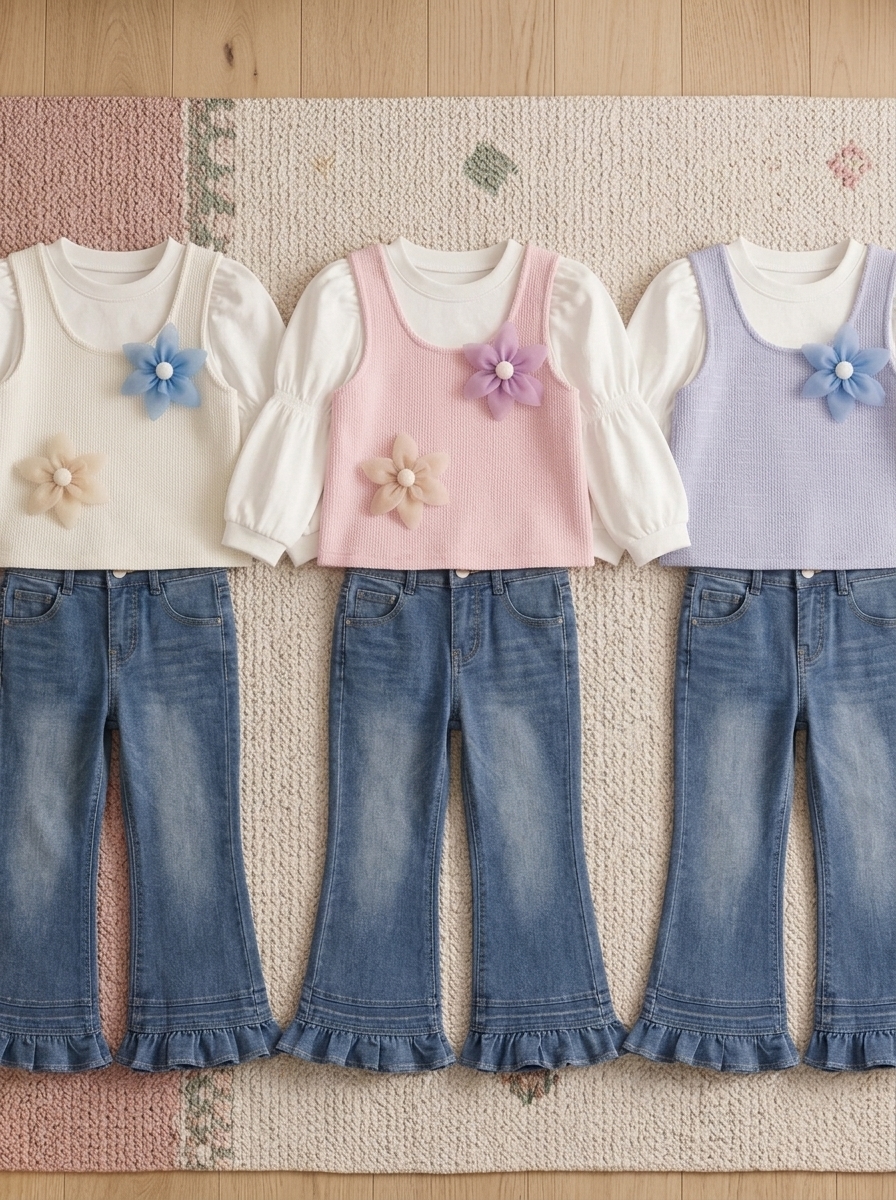 SET GIRLS FLOWER TWINNIE
