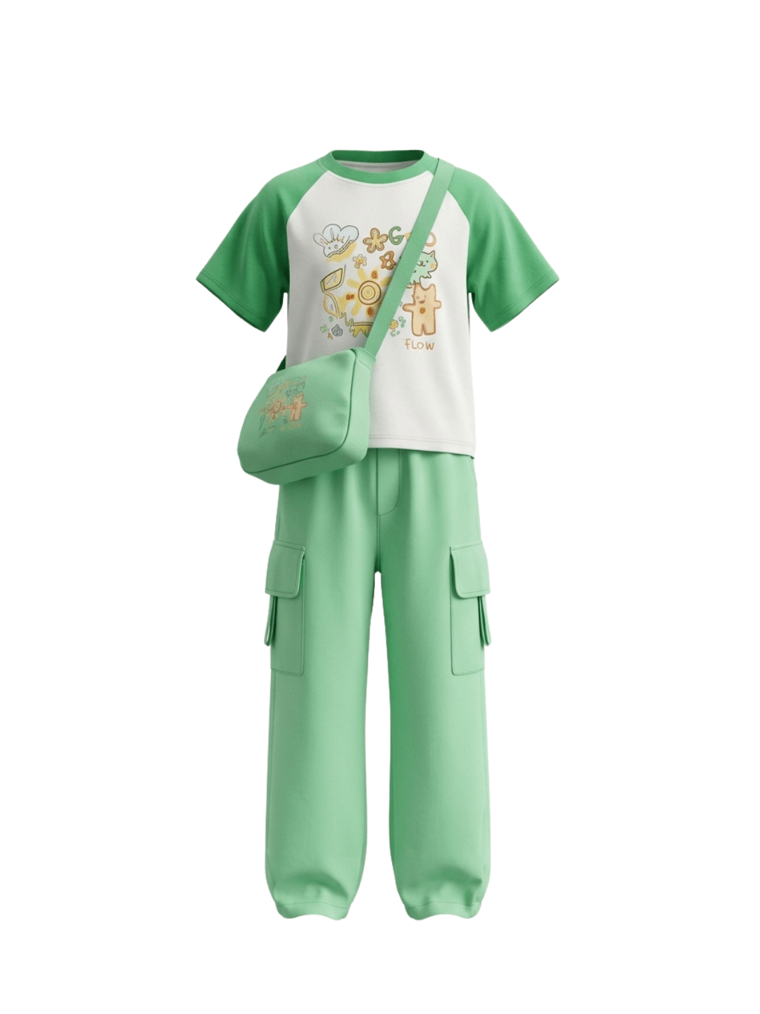 Set Girls Joyful Pattern Cargo