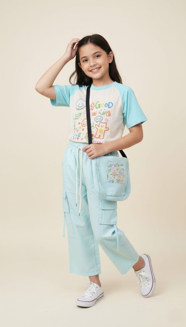 Set Girls Joyful Pattern Cargo — tampilan lain