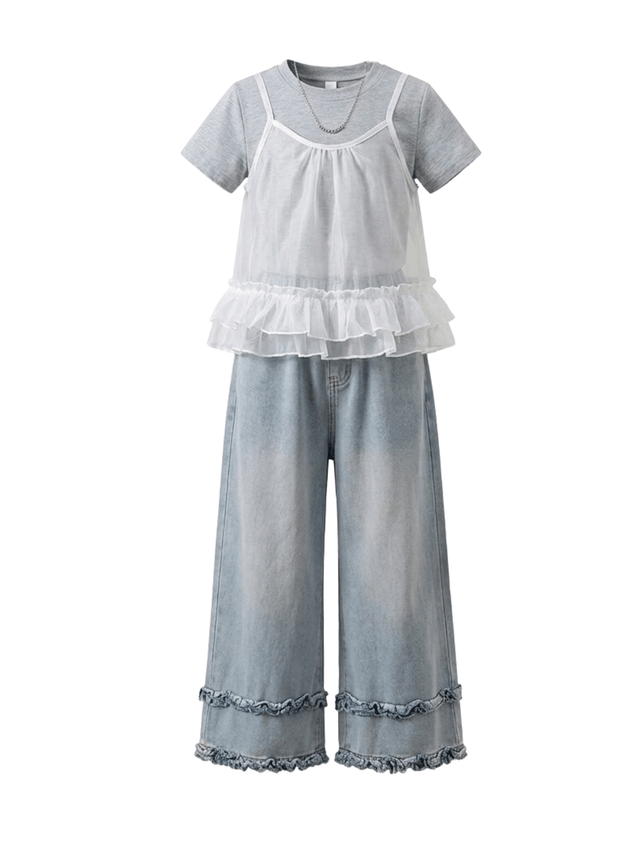Set Girls Lace Pearl Twirl