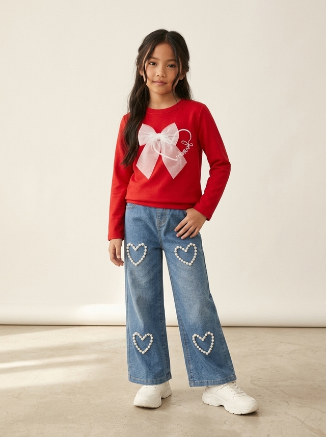 Set Girls Lovely Tie Denim โ tampilan lain