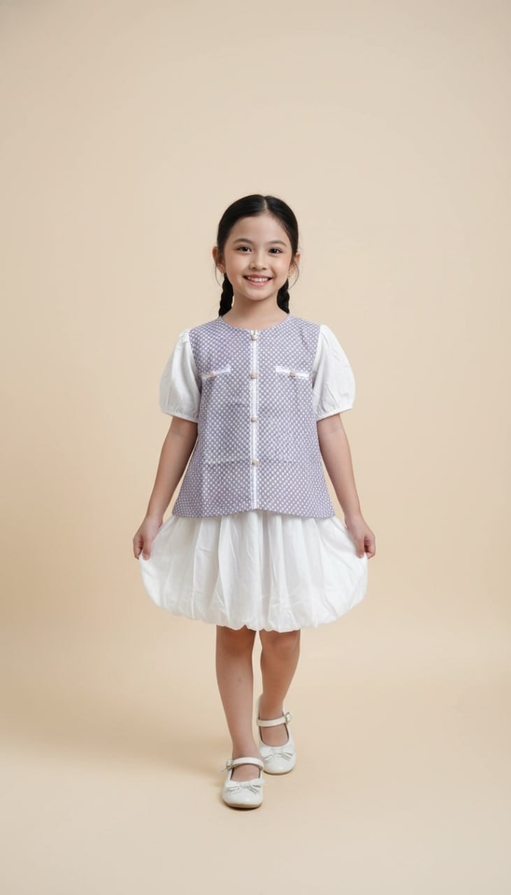 Set Girls Middle Tartan Korean Beauty