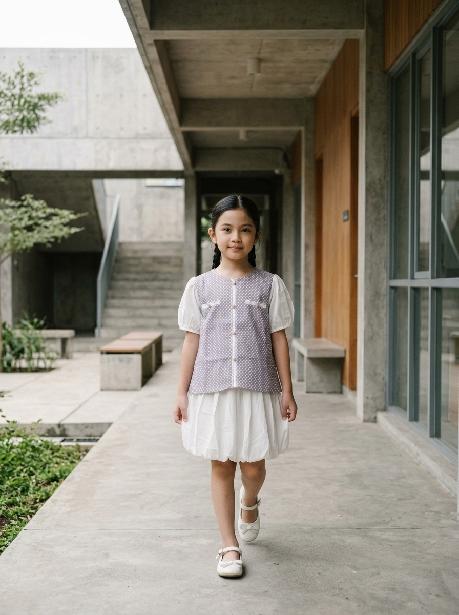 Set Girls Middle Tartan Korean Beauty