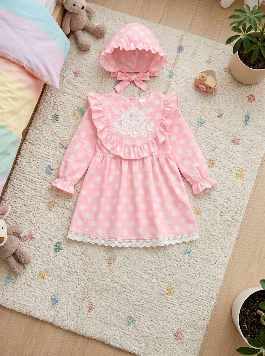 DRESS GIRLS PEACHY DOTS