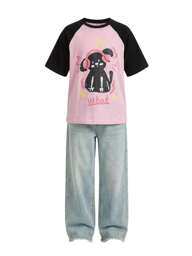 Set Girls Puppy What Tee