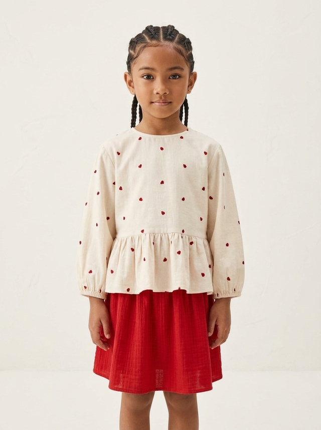 Set Girls Tiny Tomato Smock โ tampilan lain