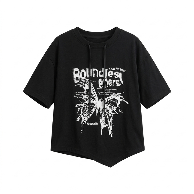 Tops Girl Black Butterfly