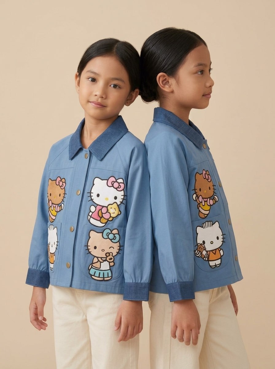 Tops Girls Kitty Watch Denim Rube โ tampilan lain