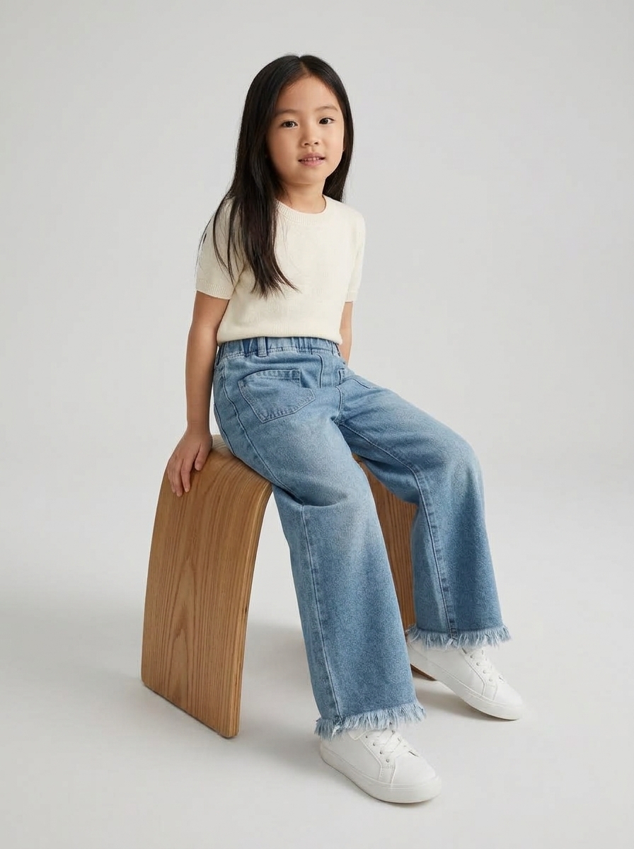 Pants Girl Beauty Check Denim - Foto 1