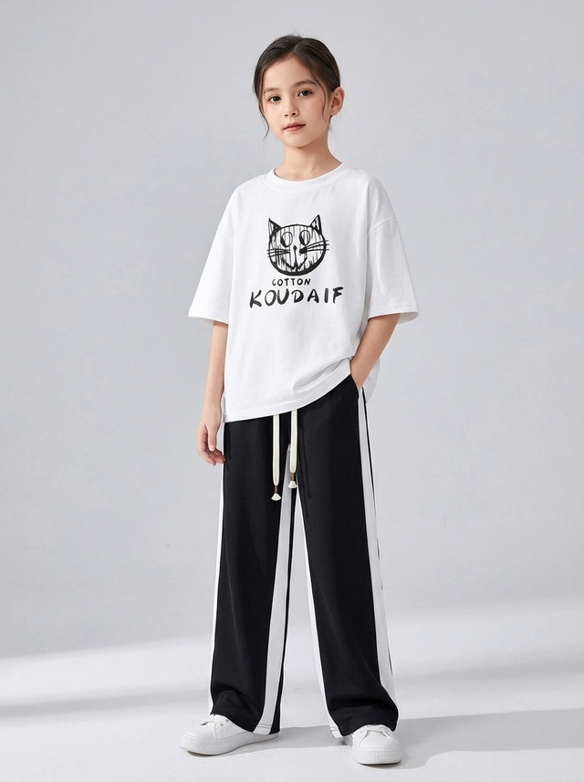 Set Girls Koudaif Longs Cat Cotton — tampilan lain