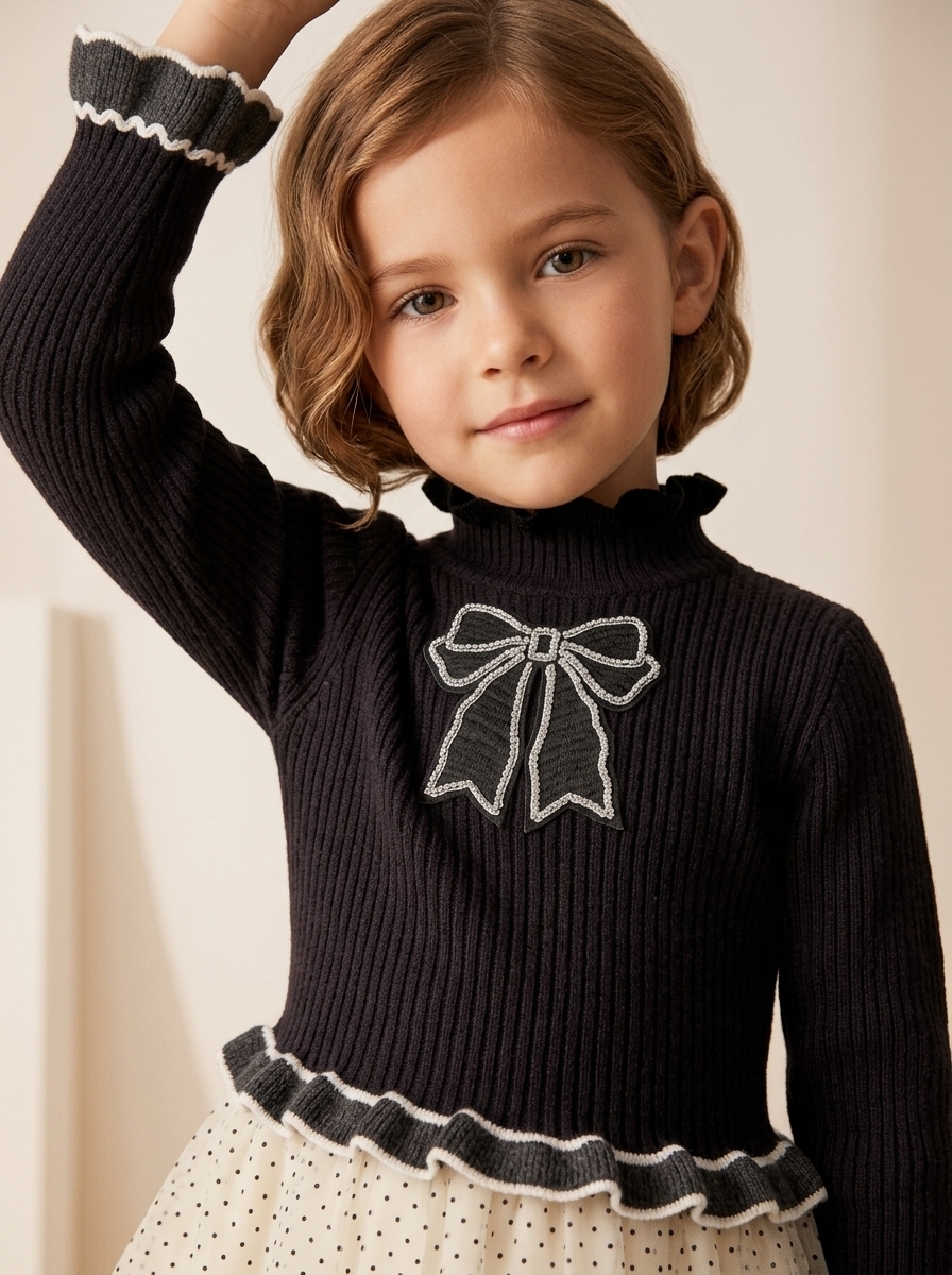 Dress Girls Tile Neck