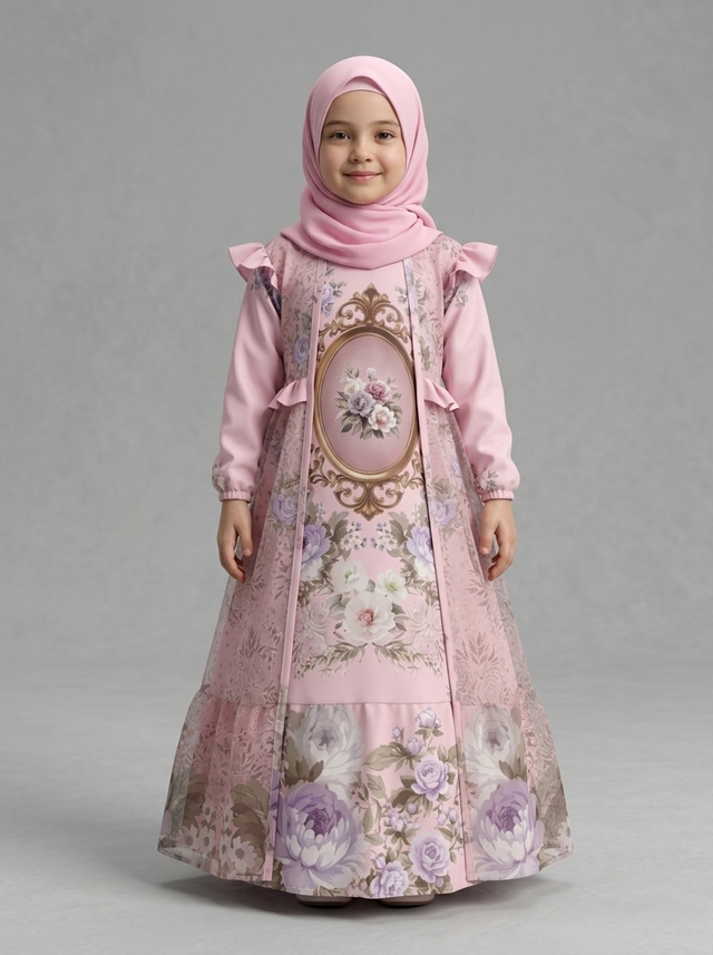 Gamis Anak Sky Blue Embralle โ tampilan lain