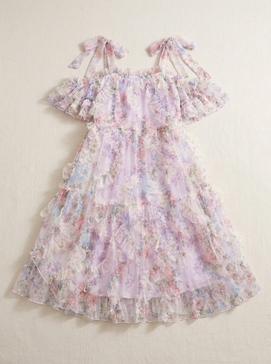 DRESS GIRLS PUPLEY FLORAL