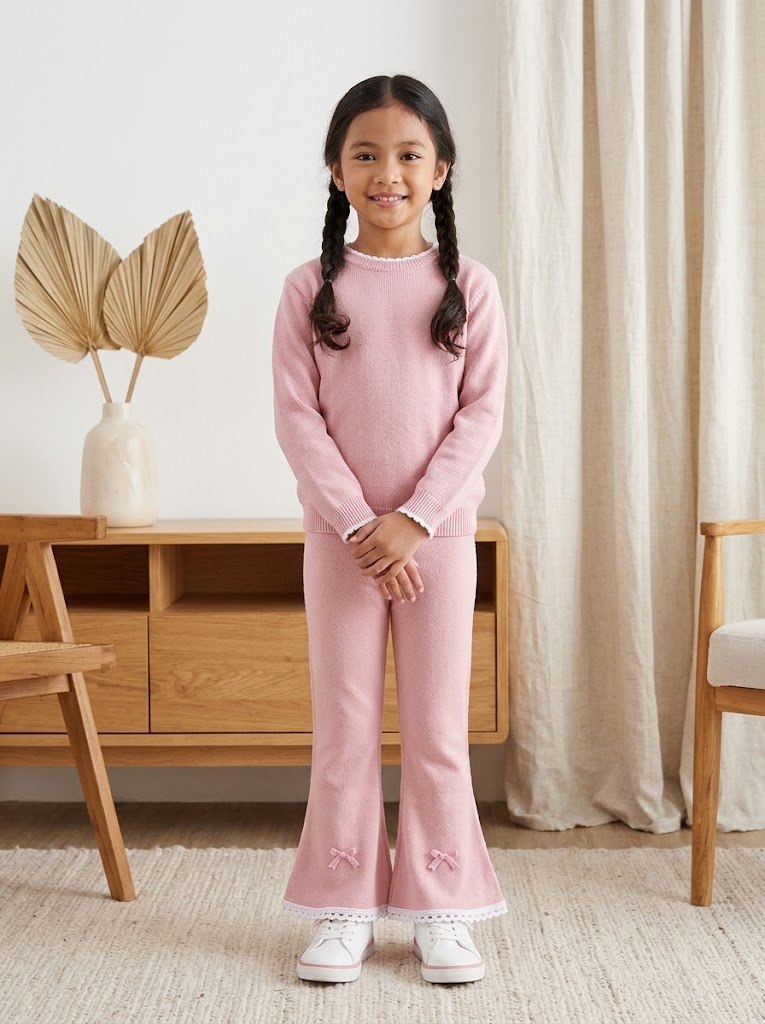 PANTS GIRLS VELVET KUMQUAT