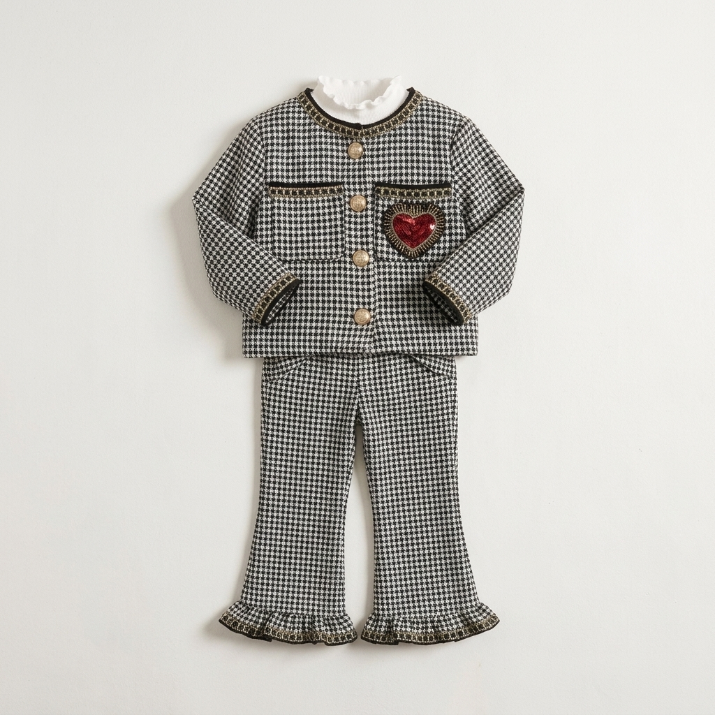Set Girls Glamorous Classic Love Houndstooth