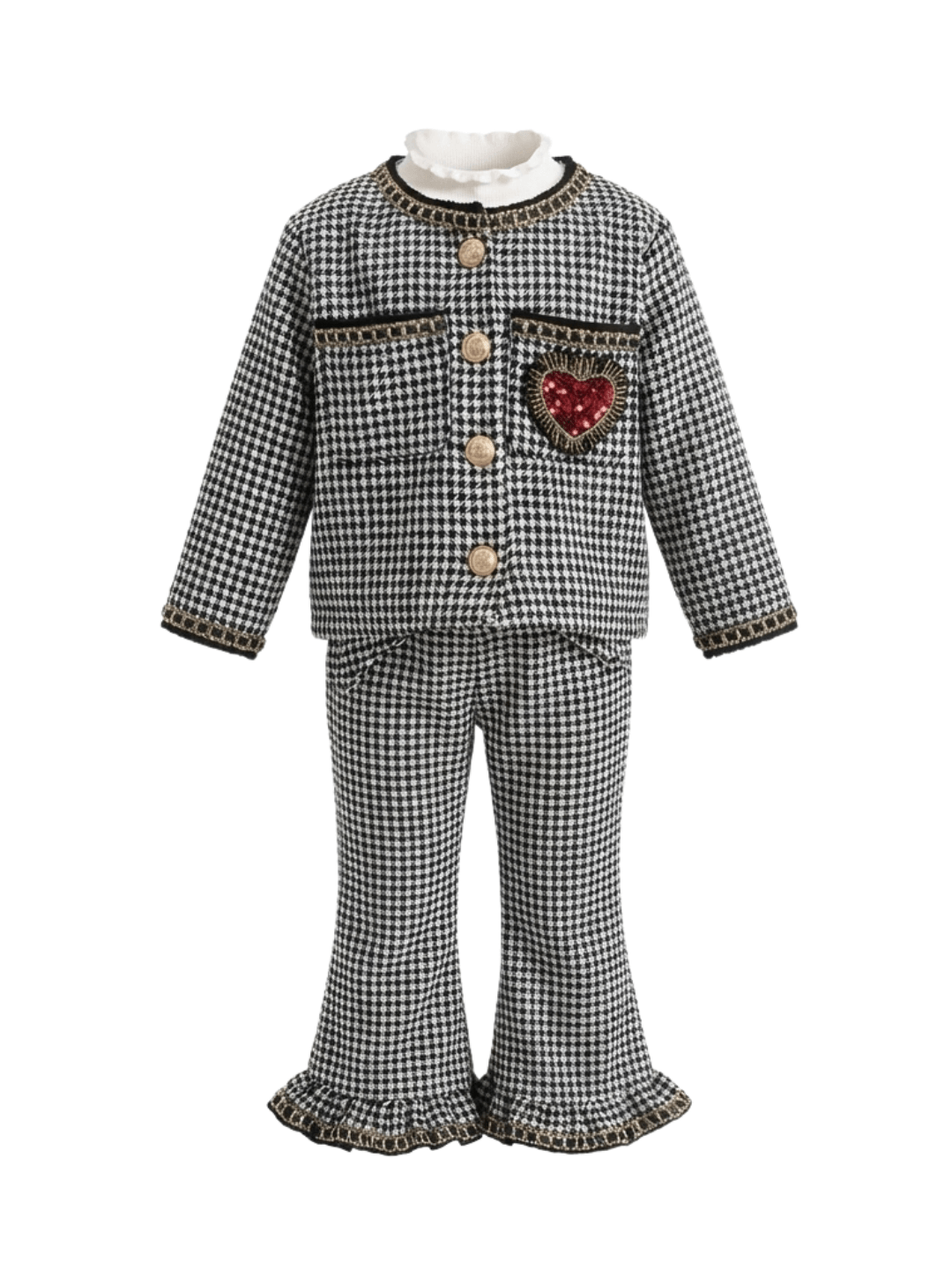 Set Girls Glamorous Classic Love Houndstooth