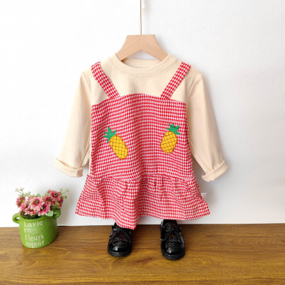 Dress double pineapple plaid-dress anak perempuan (only 3pcs)