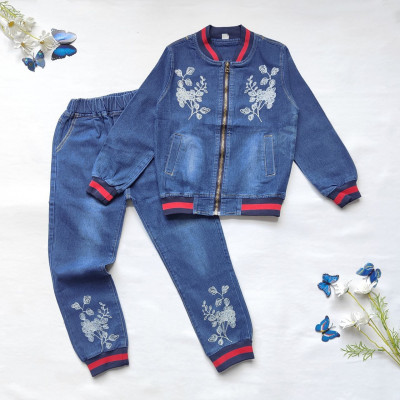 setelan denim leaf image (022102) - setelan anak perempuan (ONLY 2PCS)