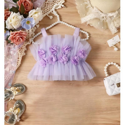 tops girls petal flower tutu violet CHN 38 (013006 S) - atasan anak perempuan (ONLY 3PCS)