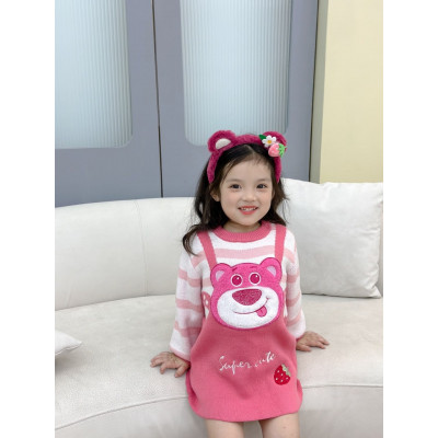  PAKET DRESS GIRLS LOTSO BERRY KNIT PATTERN ISI 12 PCS (PRE ORDER)